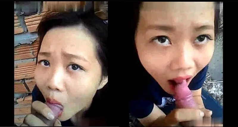 Em gái bú cây hàng ở vườn sau nhà